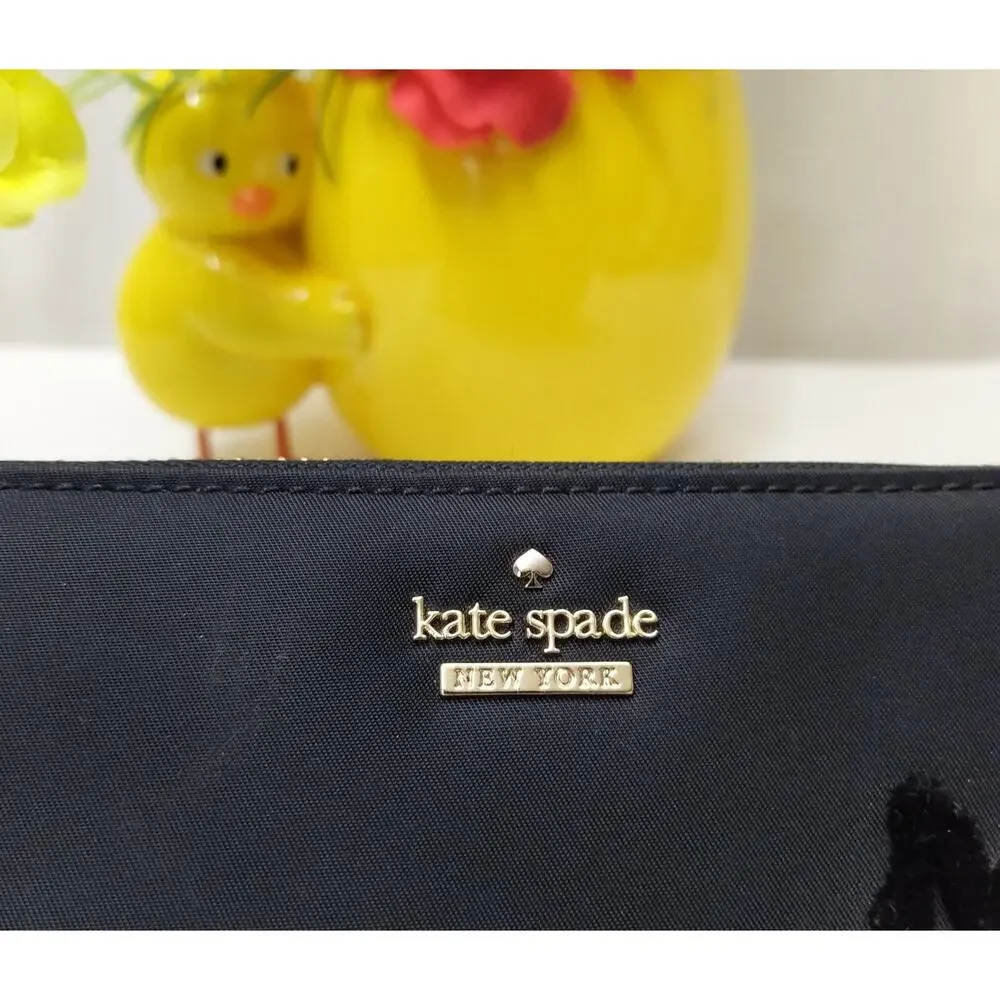 Kate Spade New York Black Dawn Place Embellished Neda Nylon Wallet